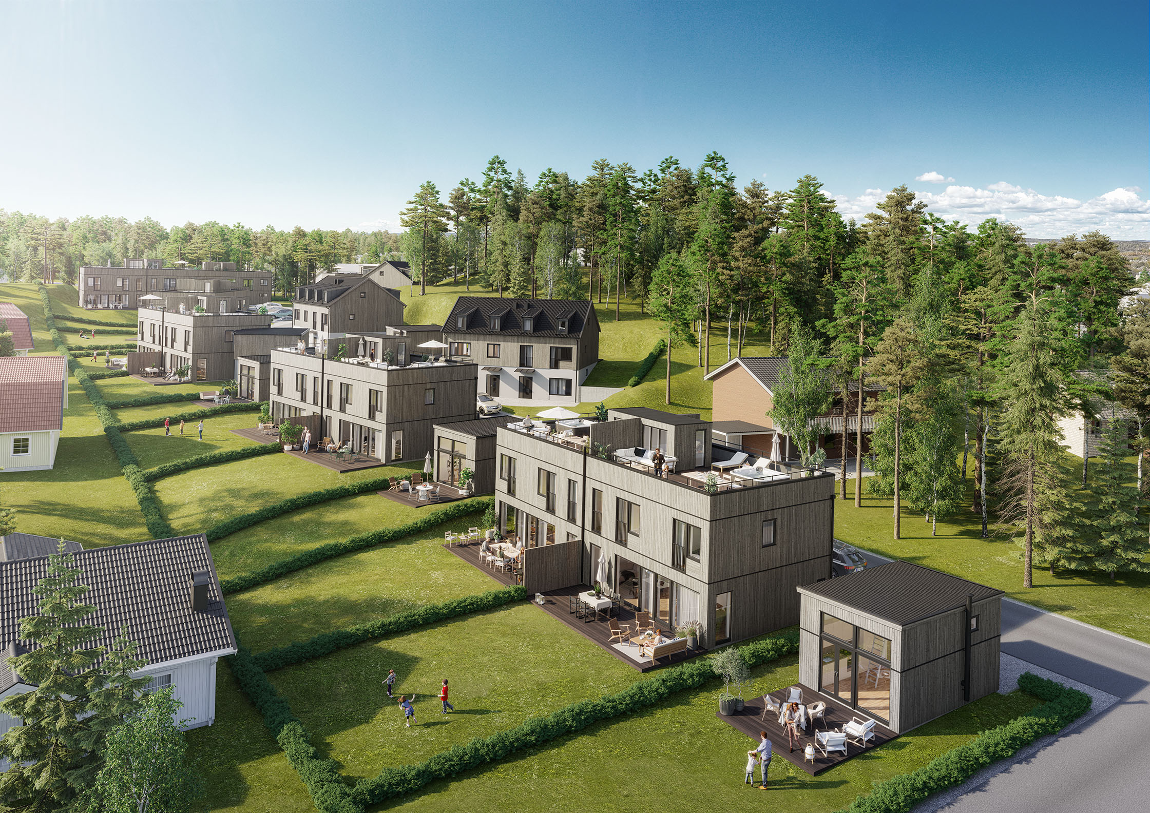 Parhus i BRF Vistabergshöjden med gröna omgivningar